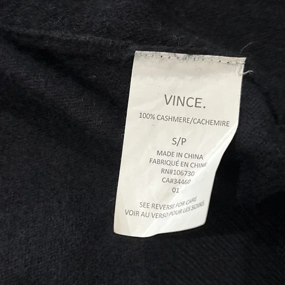 Vince Black Open Front Handkerchief Hem 100% Cashmere Cardigan Size S - Picture 4 of 7